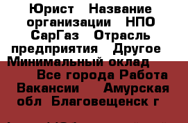 Юрист › Название организации ­ НПО СарГаз › Отрасль предприятия ­ Другое › Минимальный оклад ­ 15 000 - Все города Работа » Вакансии   . Амурская обл.,Благовещенск г.